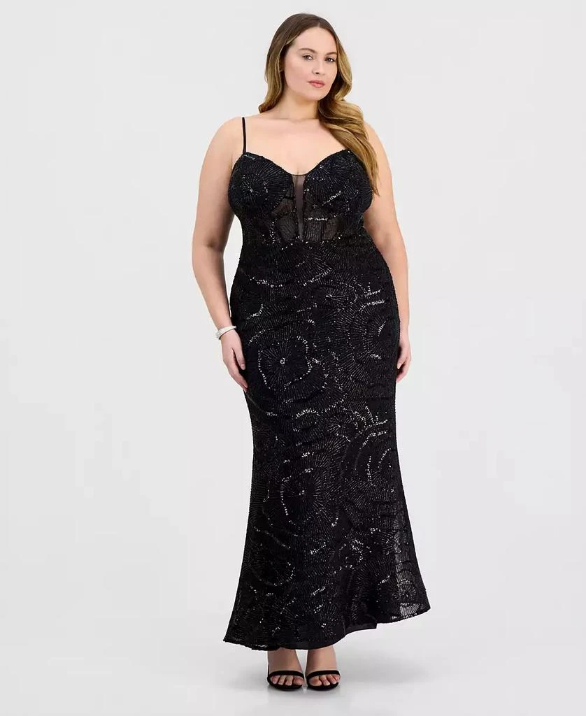 Say Yes Plus Size Sequinned Mermaid Gown