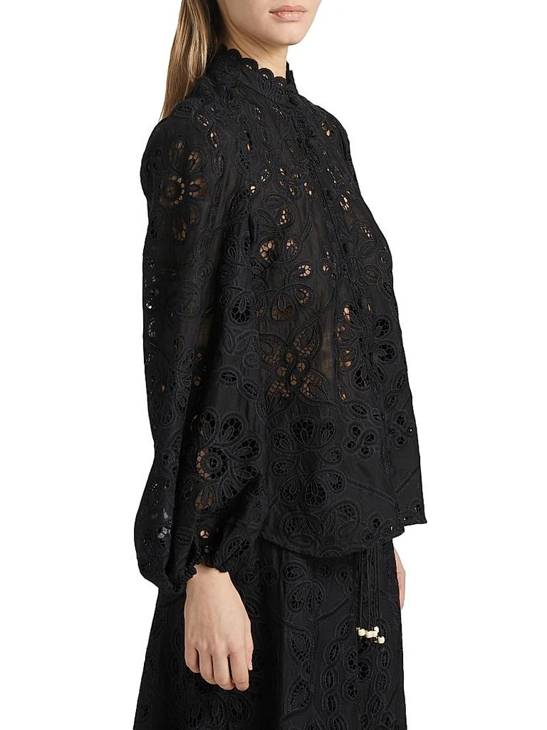Zimmermann Rhiannon Lace Cotton Button-Front Top 4