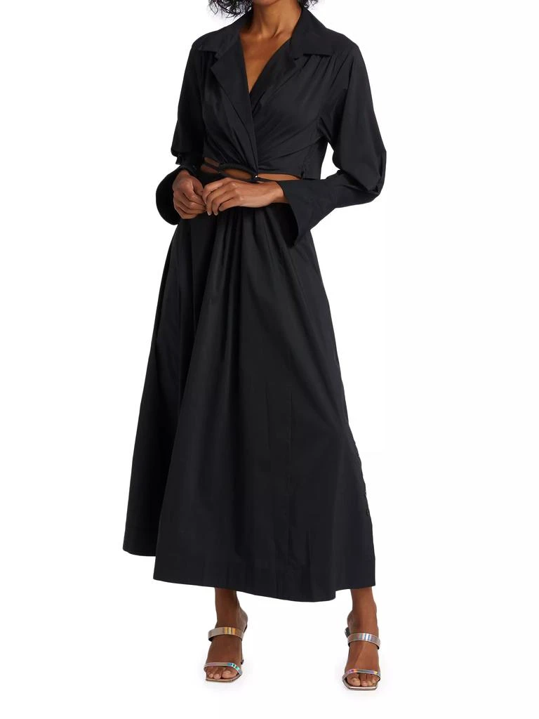 Jonathan Simkhai Alex Pleated Poplin Cut-Out Maxi Shirtdress 2