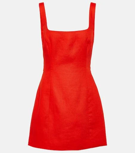 Shop Princess Polly linen look square neck open tie side mini dress in red  on Sale at BeyondStyle  Get 10% Off Princess Polly linen look square neck  open tie side mini
