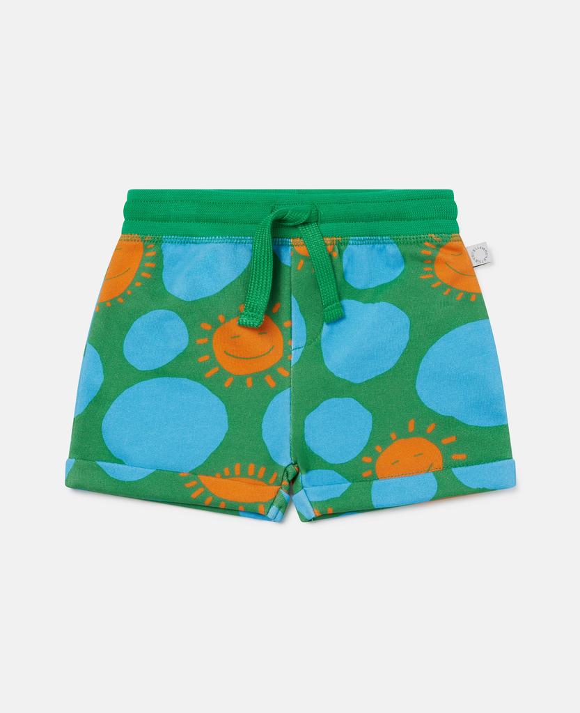 Stella McCartney Stella McCartney - Sun Dot Print Cotton Fleece Shorts, Green, Size: 3m