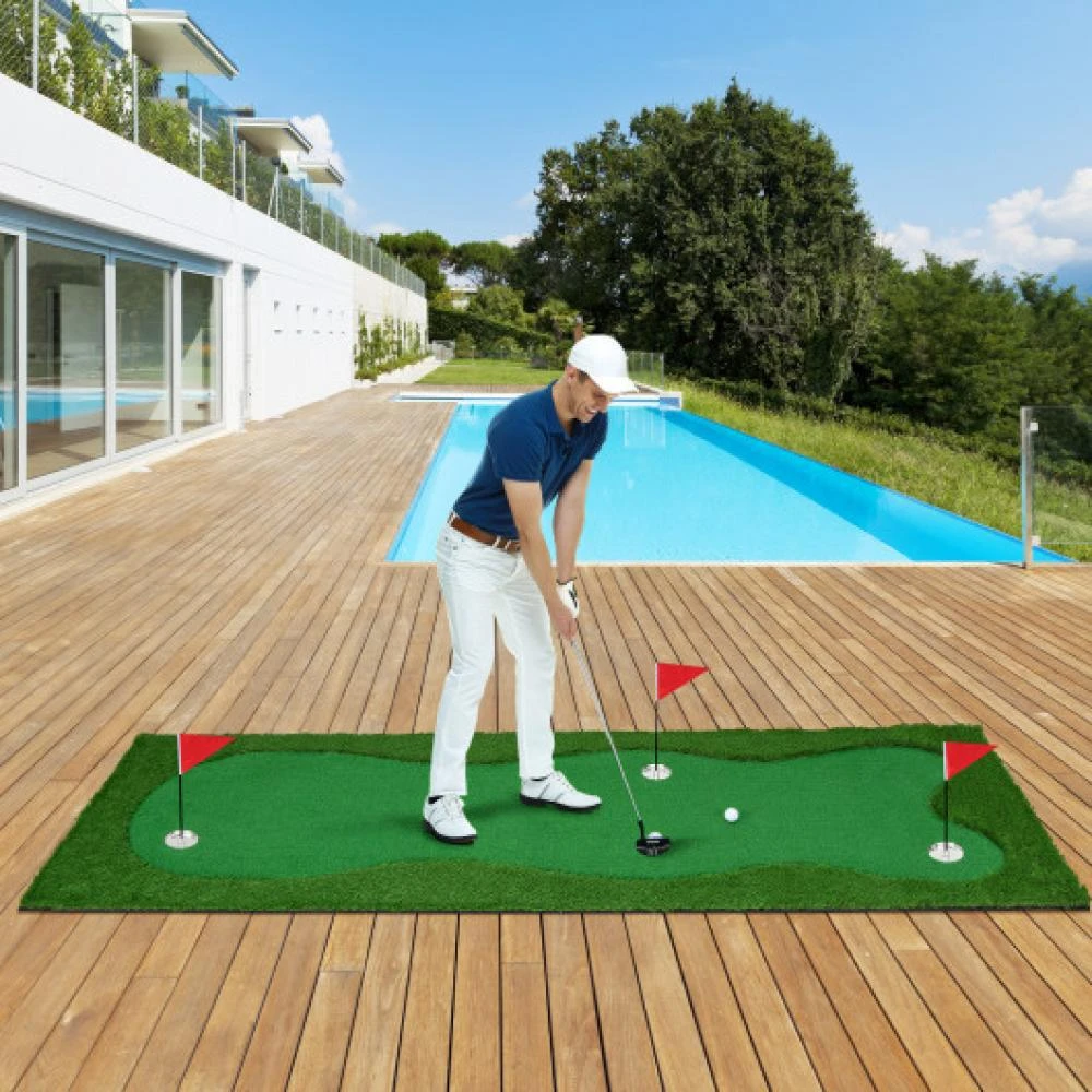 Hivvago Golf Putting Green with Realistic Artificial Grass Turf-S 2