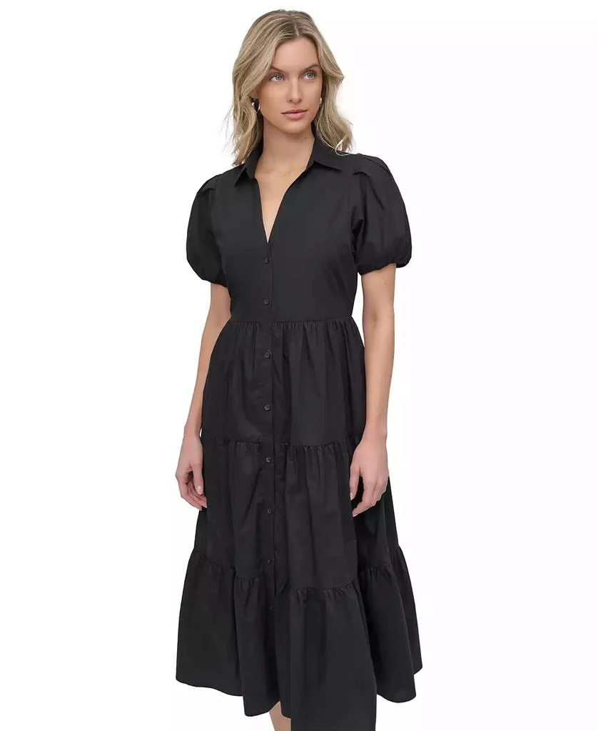 DKNY DKNY Women's Puffed-Sleeve Tiered Shirtdress 8