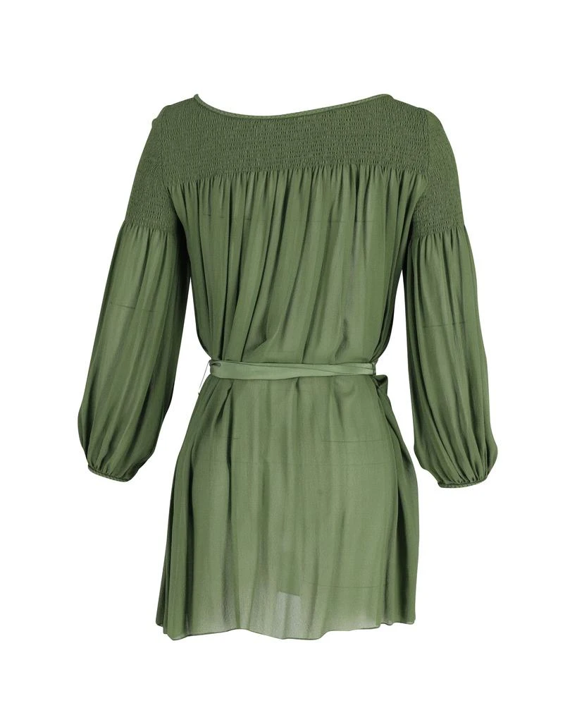 Temperley London Smocked Mini Dress in Green Silk 3