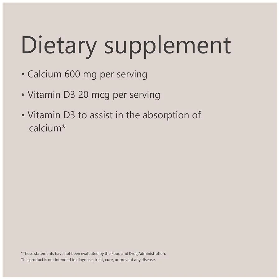Walgreens Calcium 600 mg + Vitamin D3 20 mcg (800 IU) Tablets 6