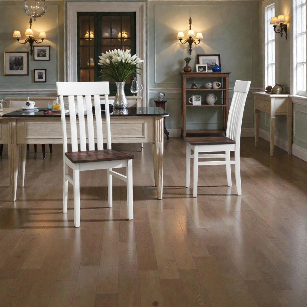 Hivvago Kitchen Dining Chairs Set of 2 with Open Slat High Back Design