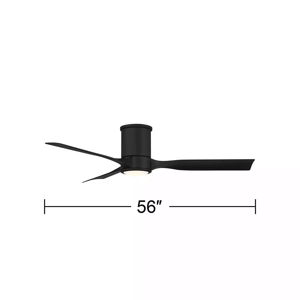 Casa Vieja 56" Keel Indoor Outdoor Ceiling Fan 3 Blade LED Light Remote Control Matte Black Finish Bedroom Hugger Damp Rated 4