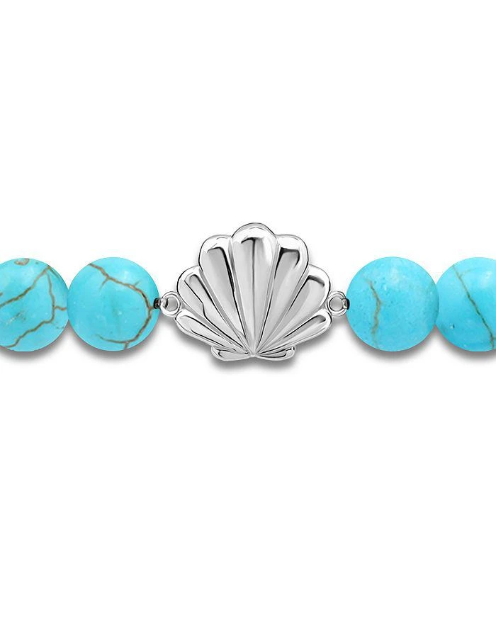 AQUA Clam Shell Charm Gemstone Beaded Stretch Bracelet in Sterling Silver - Exclusive 3