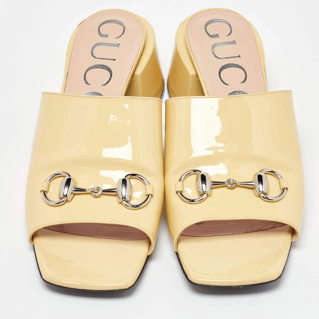 Gucci Gucci Yellow Patent Leather Lexi Horsebit Slide Sandals Size 39 3