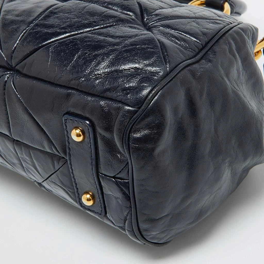 Marc Jacobs Marc Jacobs Navy Blue Quilted Leather Stam Satchel 17