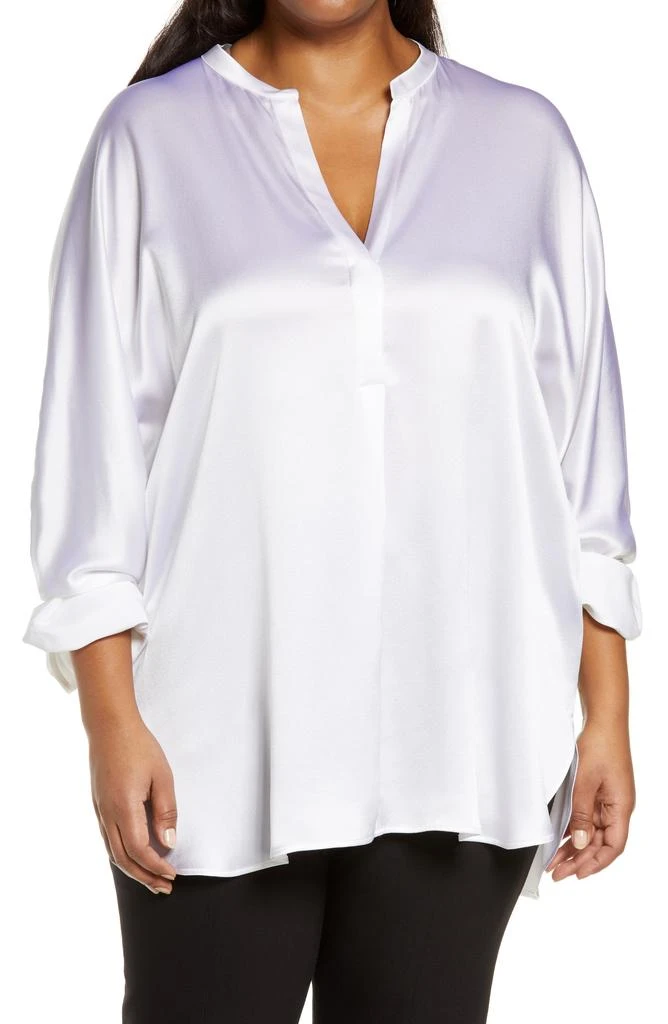 Vince Band Collar Silk Tunic Blouse 1