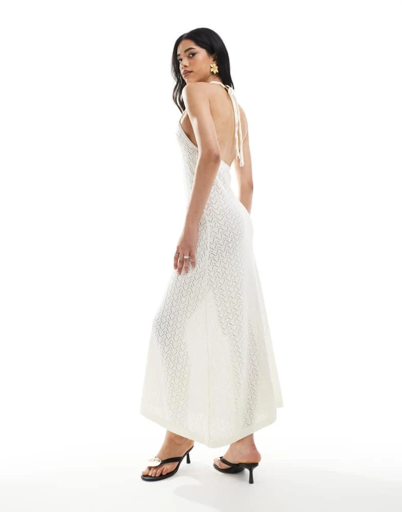 black knit off the shoulder dress The Mode Sheer Knit Off The Shoulder Maxi Dress in Black main image 1