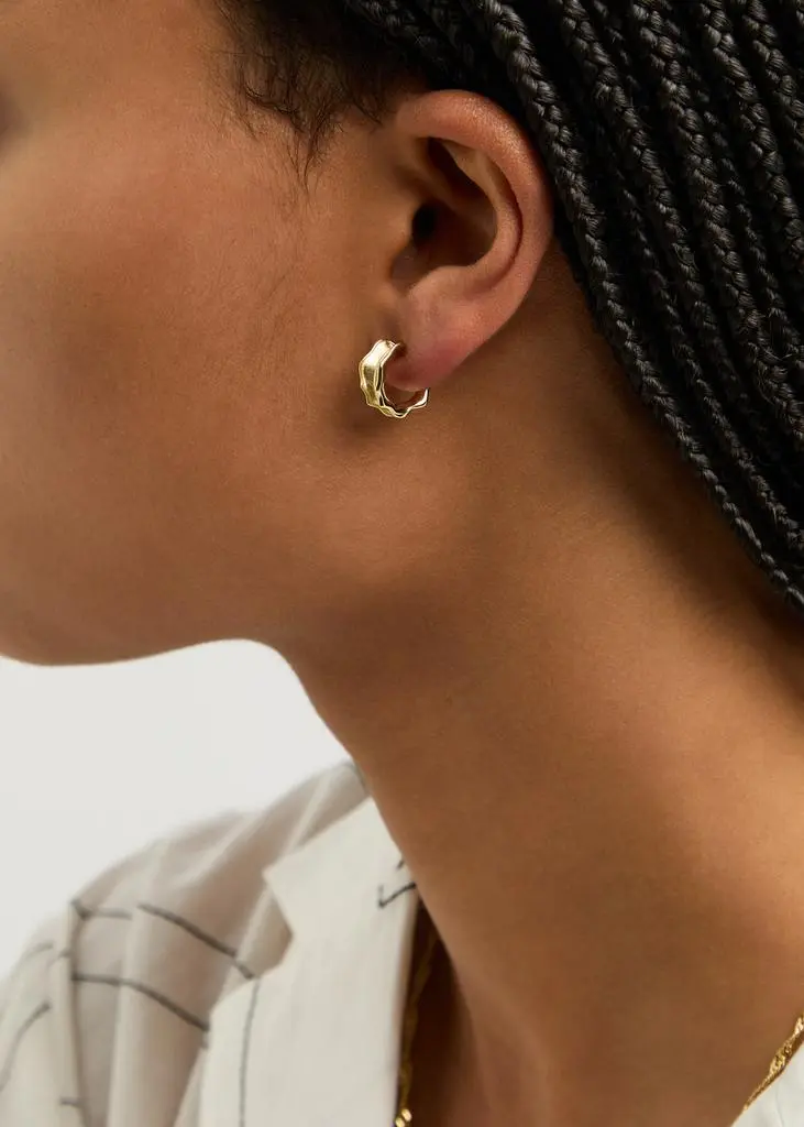 DAISY LONDON Leaf 18kt gold-plated hoop earrings 2