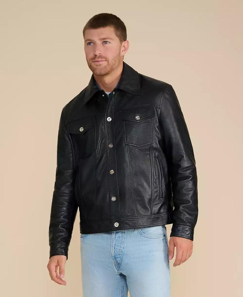 Black Goat Skin Pocket Trucker Leather Jacket – On Sale Now with