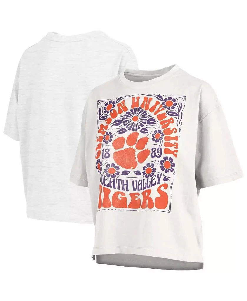 Pressbox Women's White Clemson Tigers Harmony Oversized T-Shirt 1
