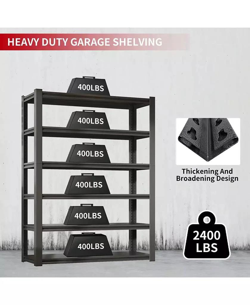 Flynama 82" Heavy-Duty 6-Tier Metal Garage Storage Shelving, Adjustable, 2400 lbs Capacity 7