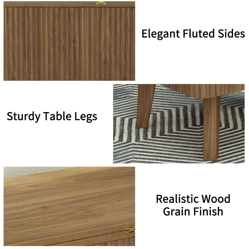 Streamdale Furniture Streamdale 3-in-1 Lift Top Coffee Table, Convertible Dining Table, Oval Wood Storage Table (Walnut) 3