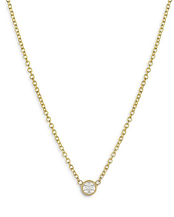 Zoe Lev 14K Yellow Small Bezel Diamond Necklace, 16-18"