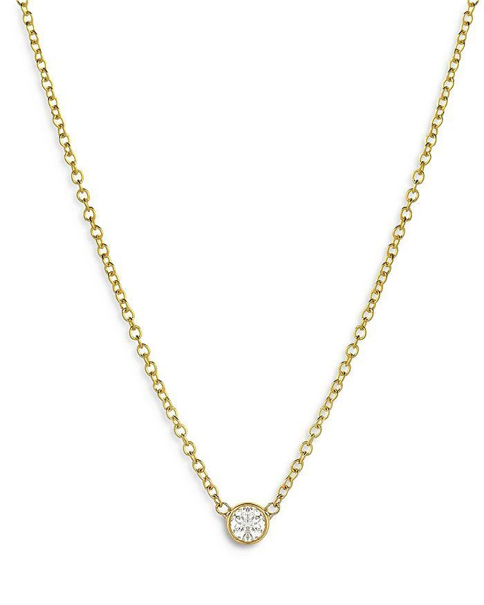 Zoe Lev 14K Yellow Small Bezel Diamond Necklace, 16-18" 1