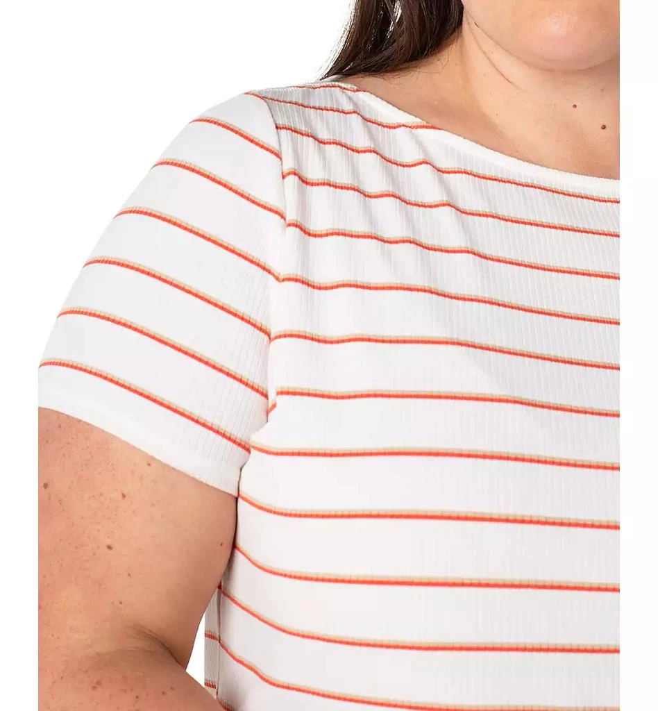 Liverpool Liverpool Plus Size Striped Short-Sleeve Boat Neck T-Shirt 3