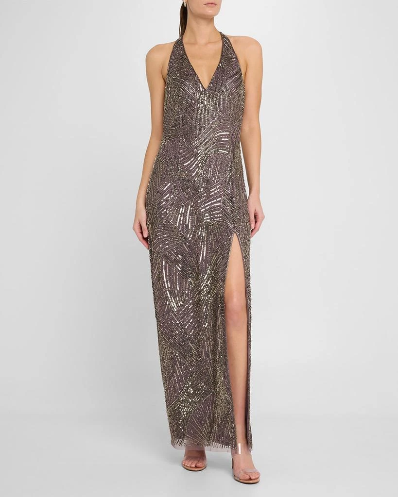 aidan mattox silver beaded dress Aidan Mattox MD1E207928
