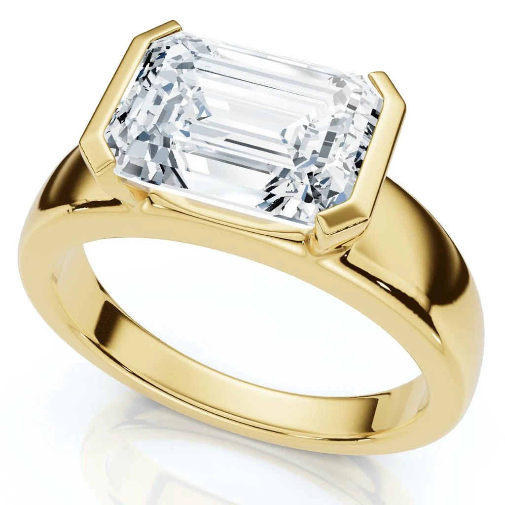 Pompeii3 Certified 2 2/3ct East West Emerald Cut Engagement Ring Gold or Pt Lab Grown 4