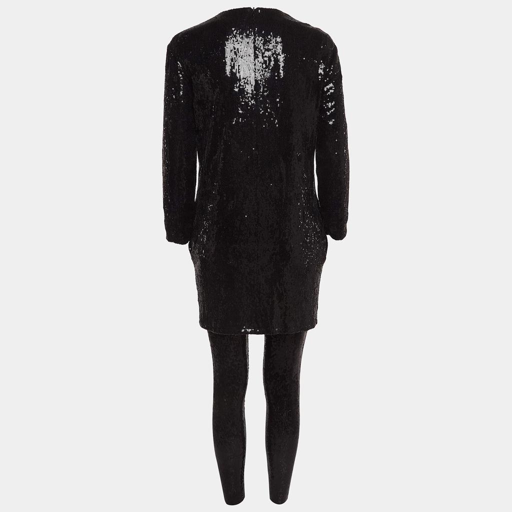 PIERRE BALMAIN Pierre Balmain Black Sequin Blouse and Pants Set L