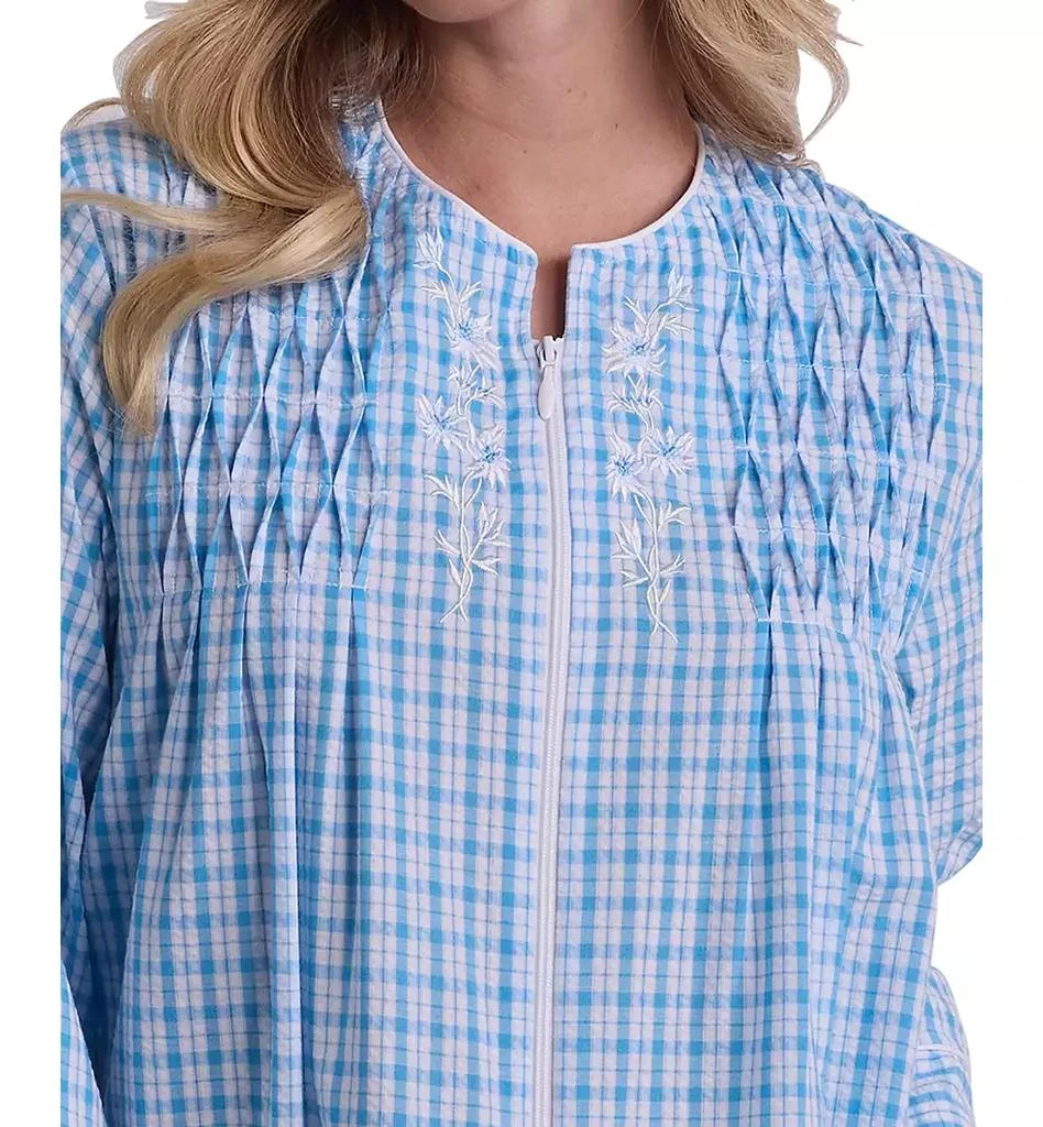 Miss Elaine Women
s Window Pane Printed Long Zip Robe 2