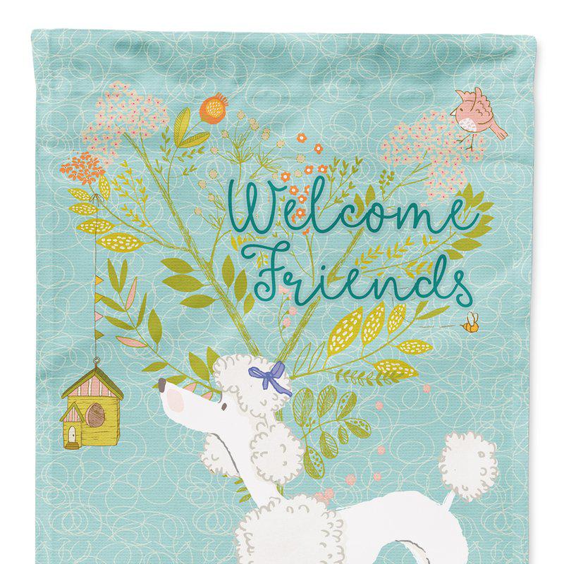 Caroline's Treasures 11 x 15 1/2 in. Polyester Welcome Friends White Poodle Garden Flag 2-Sided 2-Ply