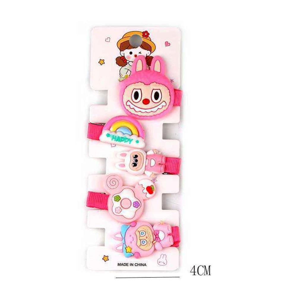 FASHNZFAB 12 SET OF 5 - Playful Monster Bunny Character Hair Clip Set 3