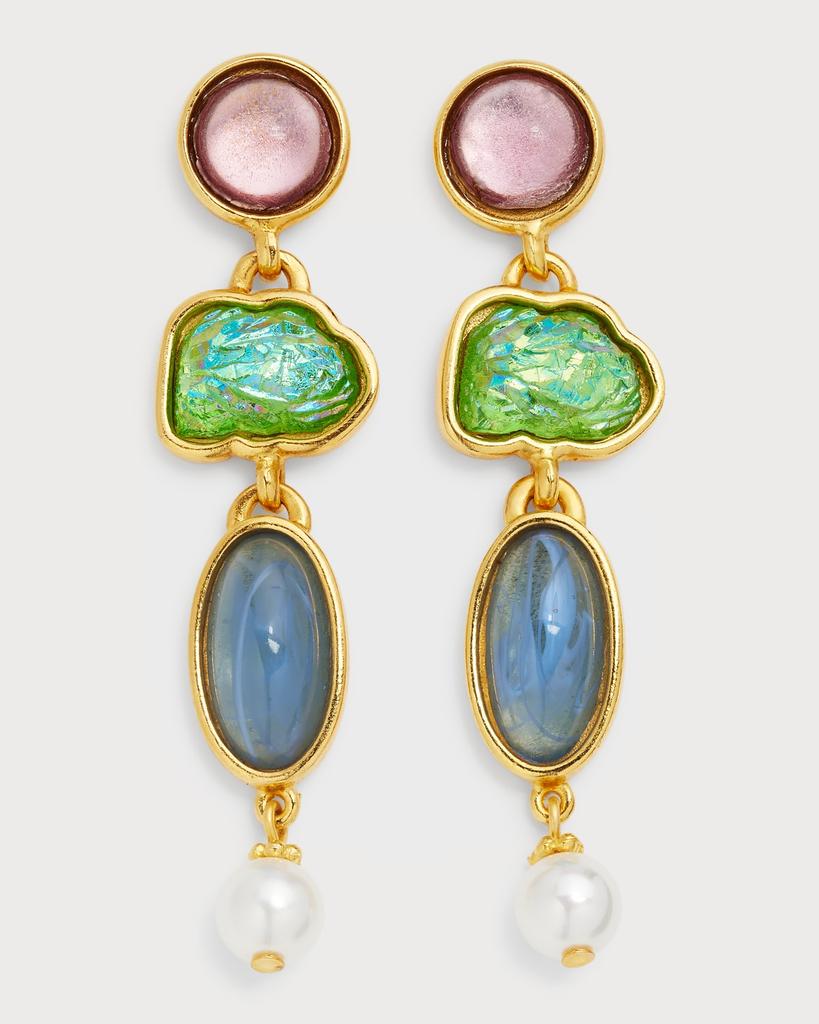 BEN-AMUN Multi-Stone and Shape Post Earrings
