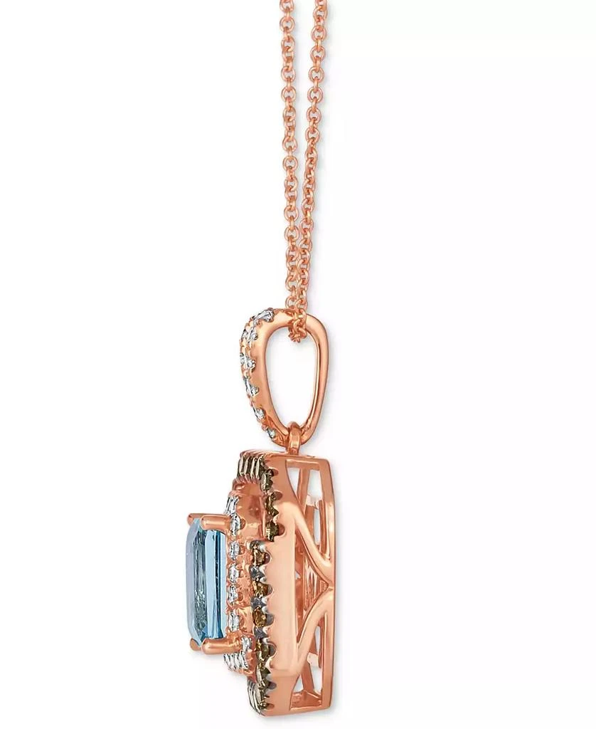 Le Vian Sea Blue Aquamarine (1-1/4 ct. t.w.) & Diamond (7/8 ct. t.w.) Halo 20" Adjustable Pendant Necklace in 14k Rose Gold 2