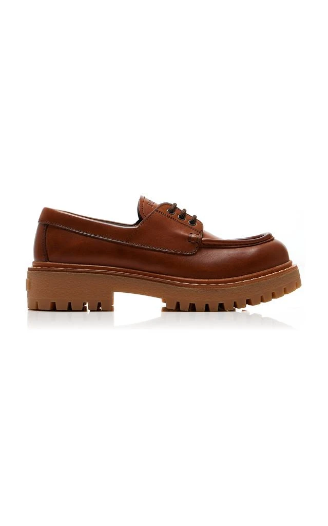 Prada Prada - Platform Leather Boat Shoes - Tan - IT 39 - Moda Operandi 1