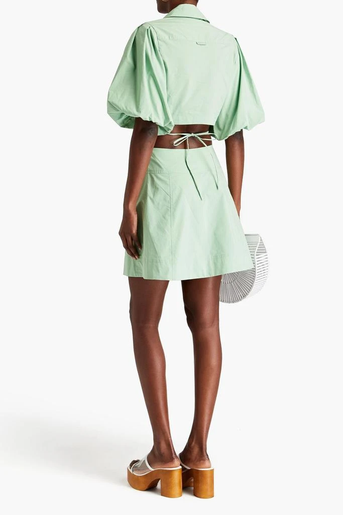 SIMKHAI Aulora wrap-effect cutout cotton-blend poplin mini dress 3