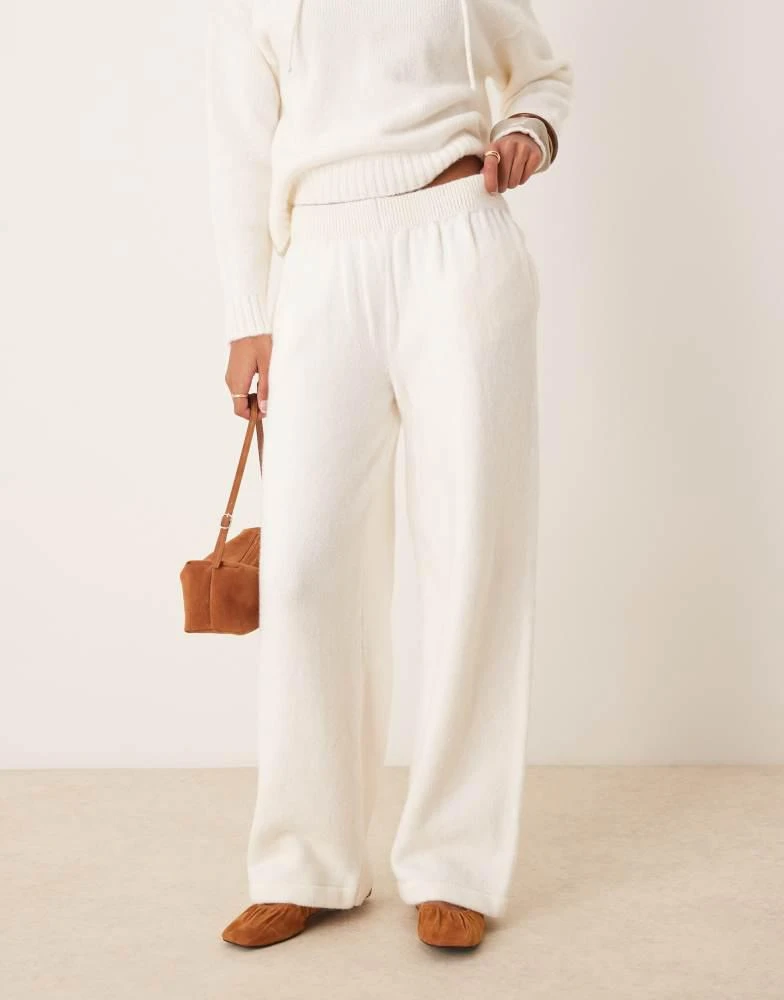 ASOS ASOS DESIGN fluffy knitted wide leg trouser co-ord in ecru 3