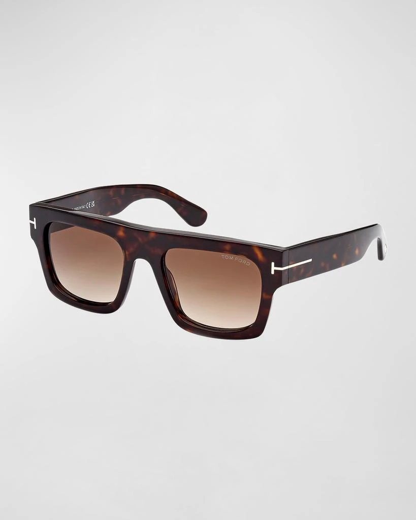 Tom Ford Men's Fausto M T-Logo Square Flat-Top Sunglasses 1