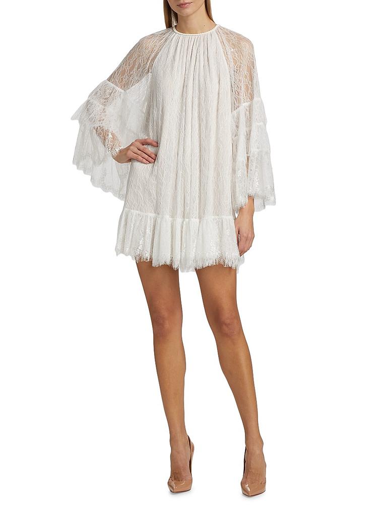 Delia Lace Ruffled Tunic Minidress – On Sale Now with Up to