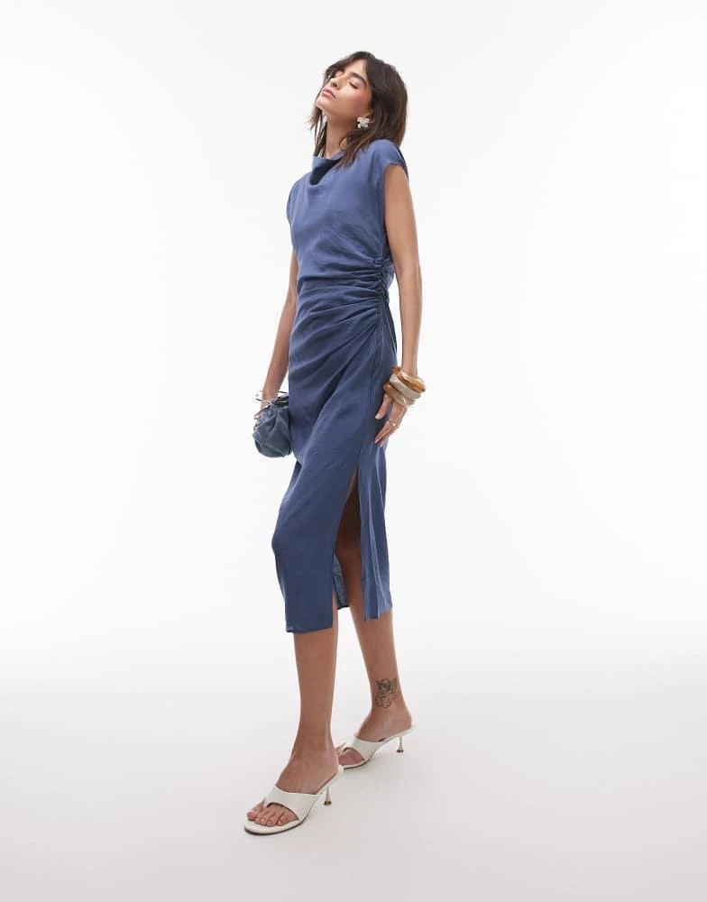 donna karan satin midi shirt dress Printed Satin Twist Midi Shirt Dress | Shirt Dress