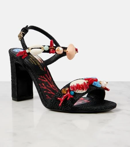 Dolce 
Gabbana Capri Kiera Sophia embellished raffia sandals 6