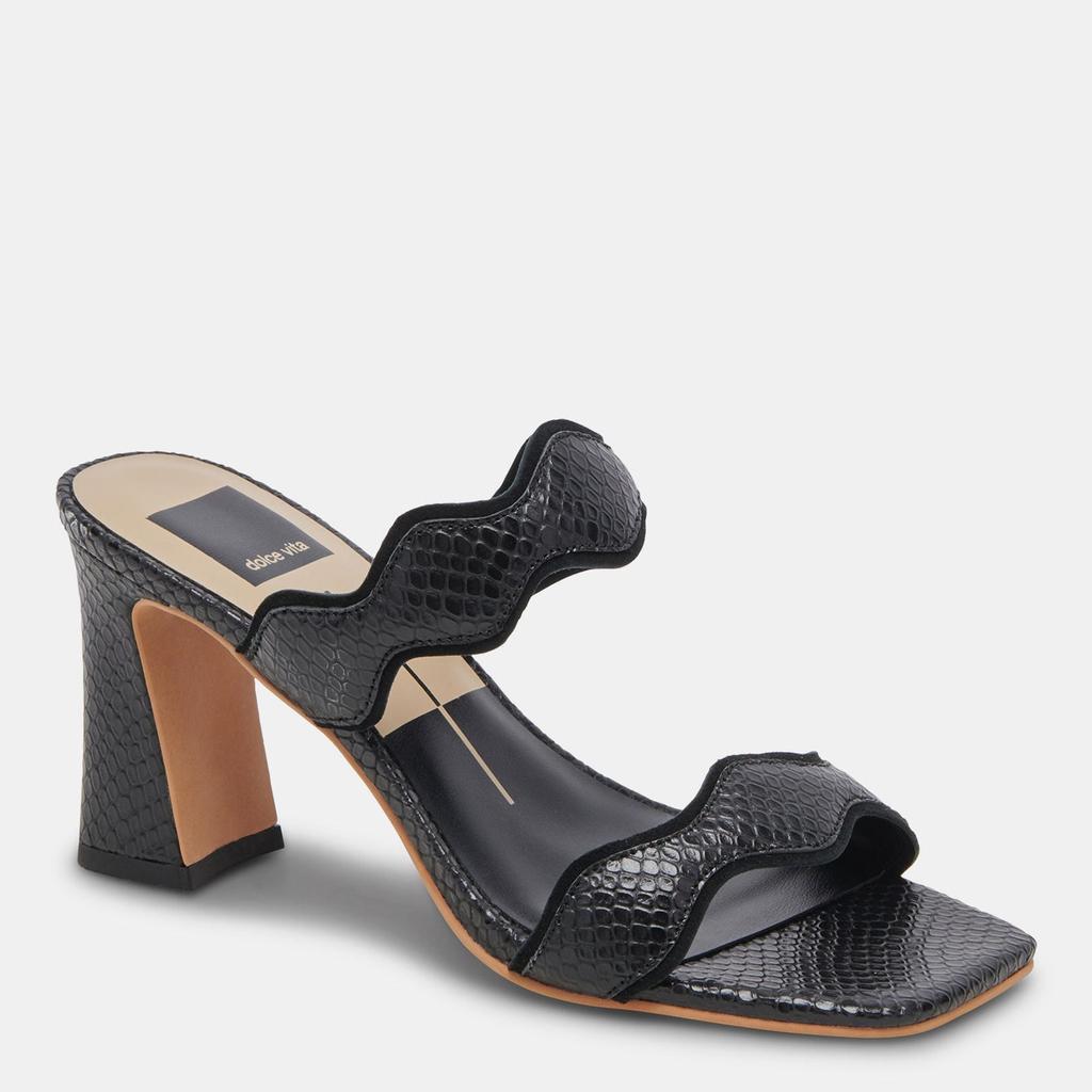 Dolce Vita Ilva Wide Heels Onyx Embossed Leather