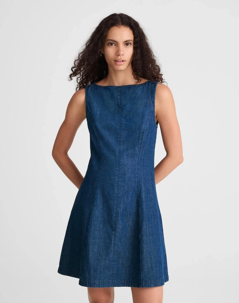 Women's Denim Boatneck Mini Dress in Plumville Wash - Size 12 | Madewell