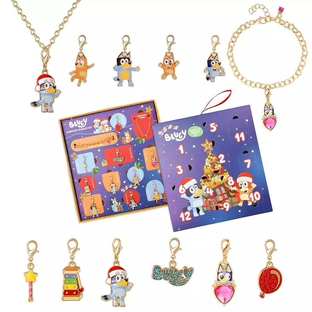 Bluey Charm Jewelry Advent Set with Necklace and Bracelet Chains Interchangable Charms