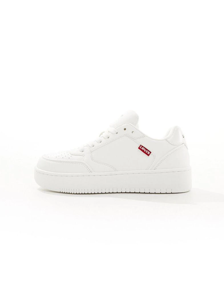 Levi's Levi's Paige leather trainer in white with red tab logo 2