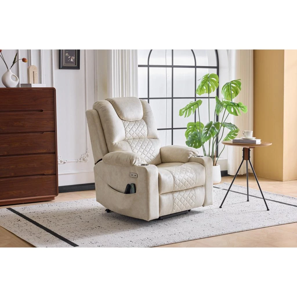 Streamdale Furniture Streamdale Oversized Power Lift Recliner Massage Chair for Elderly, USB/Type-C Ports
