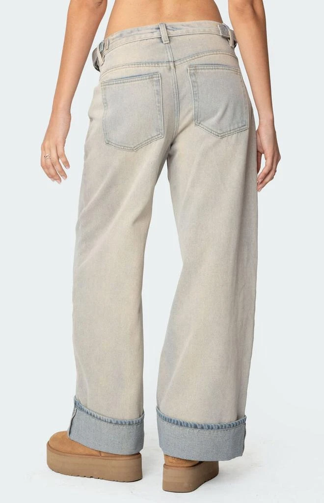 Edikted Double Belt Washed Low Rise Jeans 5