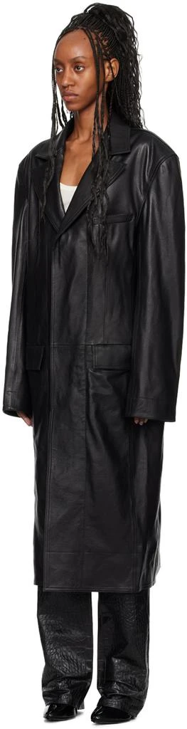 LU'U DAN Black Oversized Tailored Leather Coat 4