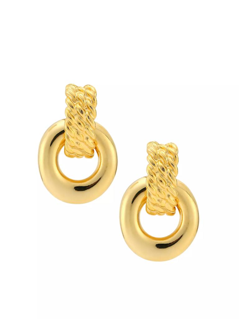 Kenneth Jay Lane 22K Goldplated Doorknocker Clip-On Earrings