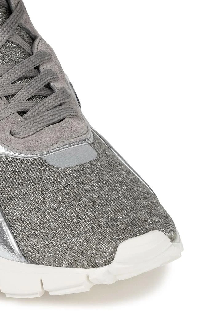 Valentino Embellished metallic stretch-knit high-top sneakers 4