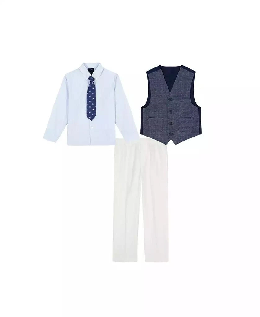 Nautica Toddler and Little Boys Textured Printed Knit Duo Vest Set with Tie 1