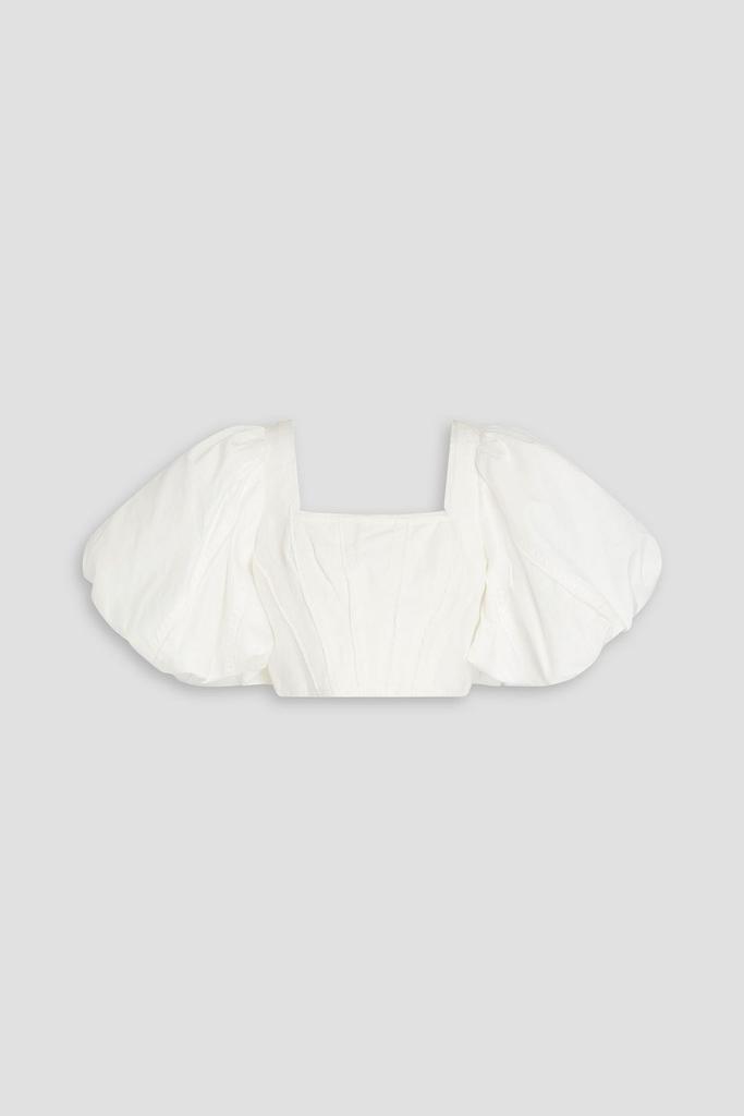 Aje Luna cropped linen-blend top